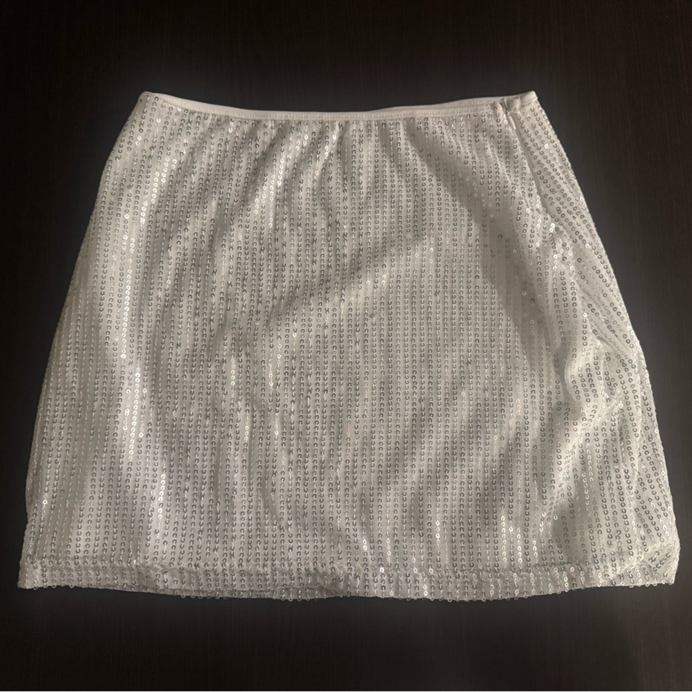 White and Silver Sequin Skirt